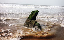 The prow of the Altmark, wrecked on Kenfig sands in 1960