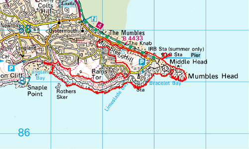 Mumbles Head and Rotherslade Location Map